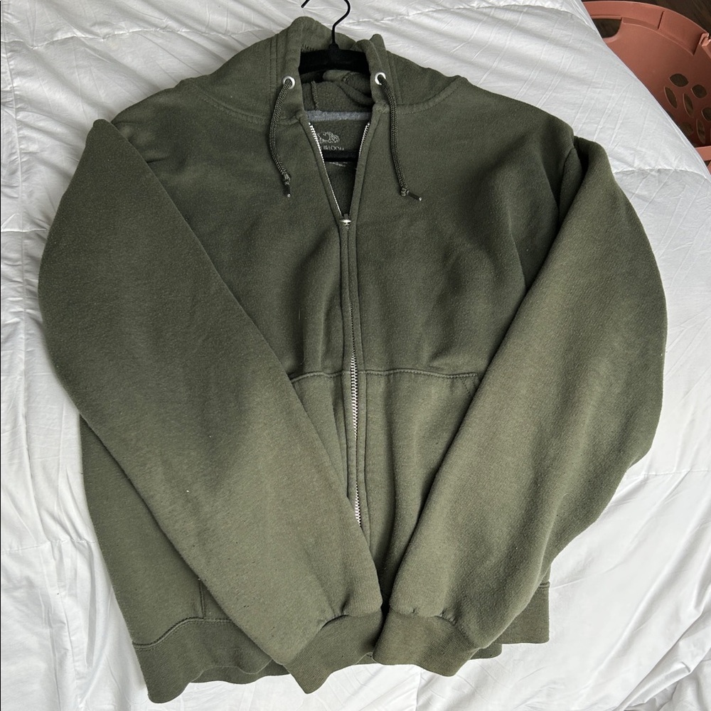 Fruit of the Loom Men's Dark Green Zip-Up Sweater